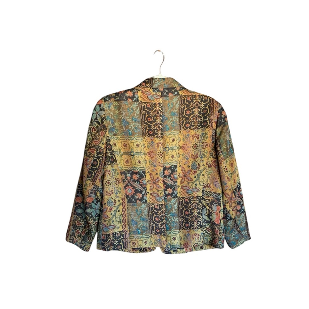 Diamonds & Pearls lined blazer patchwork gold pockets size Petite Medium / PM - Picture 4 of 14